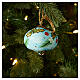 Bola en forma de cebolla Dellarte Ceramiche árbol de Navidad fondo celeste y acebo 8 cm s2