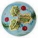 Bola en forma de cebolla Dellarte Ceramiche árbol de Navidad fondo celeste y acebo 8 cm s4