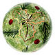 Green ceramic Christmas ball with holly decoration by Dellarte Ceramiche, 3 in s4