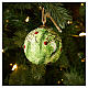 Bola de Navidad cerámica fondo verde decoración acebo 8 cm Dellarte Ceramiche s2
