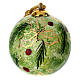Palla di Natale ceramica fondo verde decoro pungitopo 8 cm Dellarte Ceramiche s1