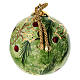 Palla di Natale ceramica fondo verde decoro pungitopo 8 cm Dellarte Ceramiche s2