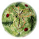 Palla di Natale ceramica fondo verde decoro pungitopo 8 cm Dellarte Ceramiche s3
