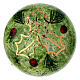Boule de Noël pour sapin Dellarte Ceramiche fond vert avec houx décoré à la main 8 cm s4