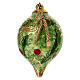 Sfera goccia albero natale fondo verde con pungitopo decorata a mano 8 cm Dellarte Ceramiche s1