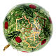 Esfera gota árvore de natal fundo verde com azevinho decorada à mão 8 cm Dellarte Ceramiche s3