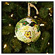 Pallina albero Natale Dellarte Ceramiche pungitopo fondo panna dipinta 10 cm s2