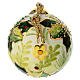 Pallina albero Natale Dellarte Ceramiche pungitopo fondo panna dipinta 10 cm s3