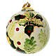 Hand-painted Christmas tree ball, holly on cream background, 3 in, Dellarte Ceramiche s1