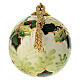 Hand-painted Christmas tree ball, holly on cream background, 3 in, Dellarte Ceramiche s3