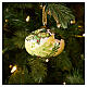 Adorno árbol Navidad cebolla de cerámica fondo crema acebo 8 cm Dellarte Ceramiche s2