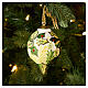 Christmas drop-shaped ornament with holly, hand-painted on cream ceramic, 3 in, Dellarte Ceramiche s2