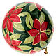Boule de Noël Dellarte Ceramics fleurs rouges feuilles vert foncé peinte à la main 10 cm s4