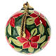 Pallina natalizia Dellarte Ceramiche fiori rossi foglie verde scuro dipinta a mano 10 cm s3