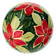 Pallina albero Natale fiori rossi su fondo verde ceramica dipinta 8 cm Dell'Arte Ceramiche s3