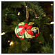 Onion-shaped Christmas bauble with red flowers on dark green background by Dellarte Ceramiche, 3 in s2