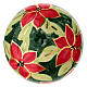 Décoration sapin de Noël forme oignon fleurs rouges sur fond vert foncé 8 cm Dellarte Ceramiche s4