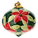 Enfeite de Natal formato cebola, flores vermelhas em fundo verde escuro 8 cm Dellarte Ceramiche s1