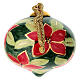 Enfeite de Natal formato cebola, flores vermelhas em fundo verde escuro 8 cm Dellarte Ceramiche s3