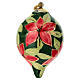 Boule de Noël fleurs rouges sur fond vert foncé décorée à la main 8 cm Dellarte Ceramiche s1