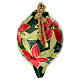 Boule de Noël fleurs rouges sur fond vert foncé décorée à la main 8 cm Dellarte Ceramiche s3