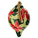 Palla di Natale fiori rossi su fondo verde scuro decorata a mano 8 cm Dell'Arte Ceramiche s2
