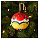 Hand-painted red ceramic Christmas ball with gold spirals by Dellarte Ceramiche, 4 in s2