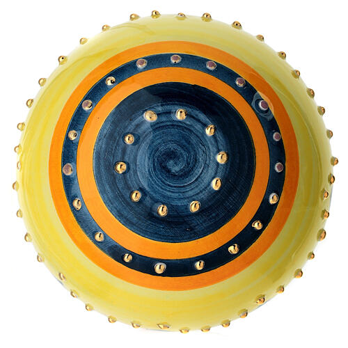 Red Christmas Ceramic Ball with Hand-Painted Gold Spirals 10 cm by Dellarte Ceramics 4