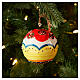 Esfera cerámica árbol de Navidad roja marfil detalles oro pintada a mano 8 cm Dellarte Ceramiche s2