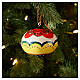 Decoro albero Natale forma cipolla Dellarte Ceramiche bianco rosso onde spirali dipinta 8 cm s2