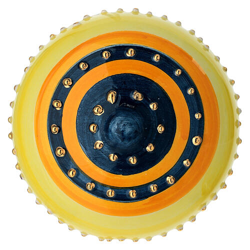 Bombka na choinkę, Dellarte Ceramiche, biało-czerwona, fale i spirale, ręcznie malowana, 8 cm 4