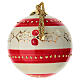 Painted ceramic Christmas ball with golden holly and red stripes by Dellarte Ceramics 10 cm s3