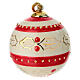 Sphère de Noël en céramique décorée de bandes rouges et de houx peint à la main 8 cm Dellarte Ceramiche s1