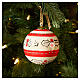 Ceramic Christmas Ball with Red Stripes and Holly Hand-Painted 8 cm by Dellarte Ceramics s2