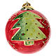 Sfera Dell'Arte Ceramiche Natalizia rossa con albero verde dipinto a mano 10 cm s1