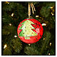 Sfera Dellarte Ceramiche Natalizia rossa con albero verde dipinto a mano 10 cm s2