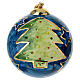 Keramikkugel, rund, mit goldverziertem Weihnachtsbaum auf nachtblauem Grund, 10 cm, handbemalt – Dellarte Ceramiche s1