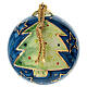 Addobbo albero Natale Dellarte Ceramiche abete dorato fondo blu 10 cm dipinta mano s3