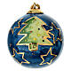 Christmas bauble with hand-painted green tree on midnight blue by Dellarte Ceramiche, 3 in s1