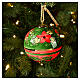Hand-painted Christmas ceramic ball with holly, poinsettia, and gold star by Dellarte Ceramiche, 3 in s2