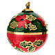 Decorazione albero Natale Dell'Arte Ceramiche agrifoglio fiore rosso dipinta mano 8 cm s1