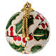 Hand-painted Christmas ceramic ball with golden holly decoration, 3 in, Dellarte Ceramiche s3