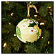 Palla Natale fiori bianchi fondo giallo in ceramica dipinta mano Dellarte Ceramiche 10 cm s2