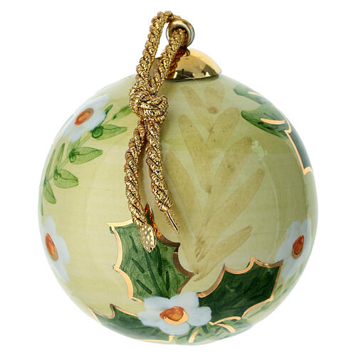 Addobbo Dell'Arte Ceramiche albero Natale floreale ceramica verde oro dipinta a mano 8 cm 2