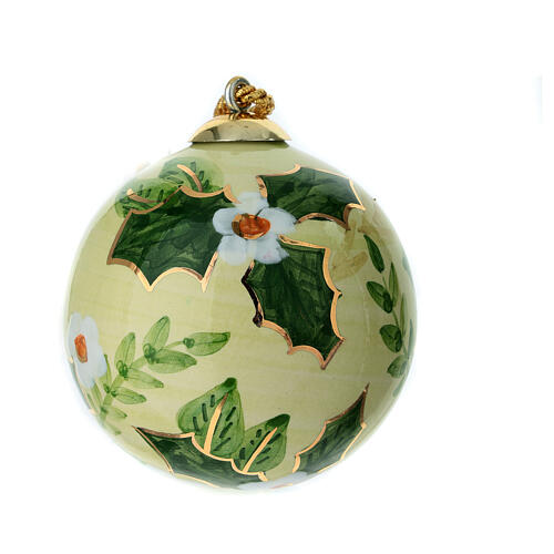 Addobbo Dell'Arte Ceramiche albero Natale floreale ceramica verde oro dipinta a mano 8 cm 3
