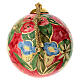 Boule de Noël Dellarte Ceramiche décoration florale colorée fond rouge 10 cm peinte s3