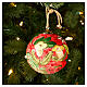 Pallina Dellarte Ceramiche albero Natale decoro floreale colorati fondo rosso 10 cm dipinta s2