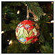 Décoration sapin de Noël Dellarte Ceramiche motif floral coloré fond rouge 8 cm s2