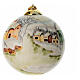 Sfera albero Natale Dellarte Ceramiche case sotto la neve 10 cm dipinta a mano s1