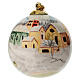 Bola árbol Navidad pueblo nevado fondo blanco 8 cm pintada a mano Dellarte Ceramiche s4